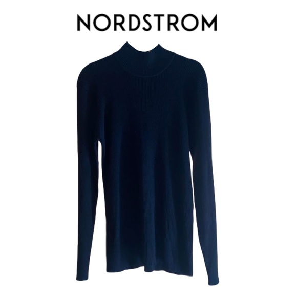 Nordstrom Sweaters - Nordstrom Black XL Silk Ribbed Mock Turtleneck Sweater